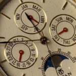 vintage titan moonphase triple calendar watch gold dial